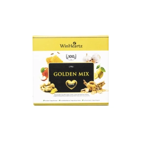 WinHeartz Golden Mix - Minuman Campuran Botani Halia, Bawang Putih, Lemon, dan Ginseng
