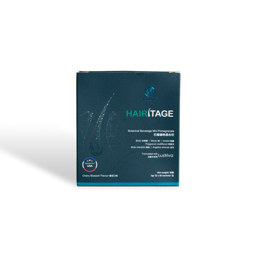 TruHerbs Hairitage Botanical Beverage (20 sachets) for hair loss prevention and promoting hair growth.