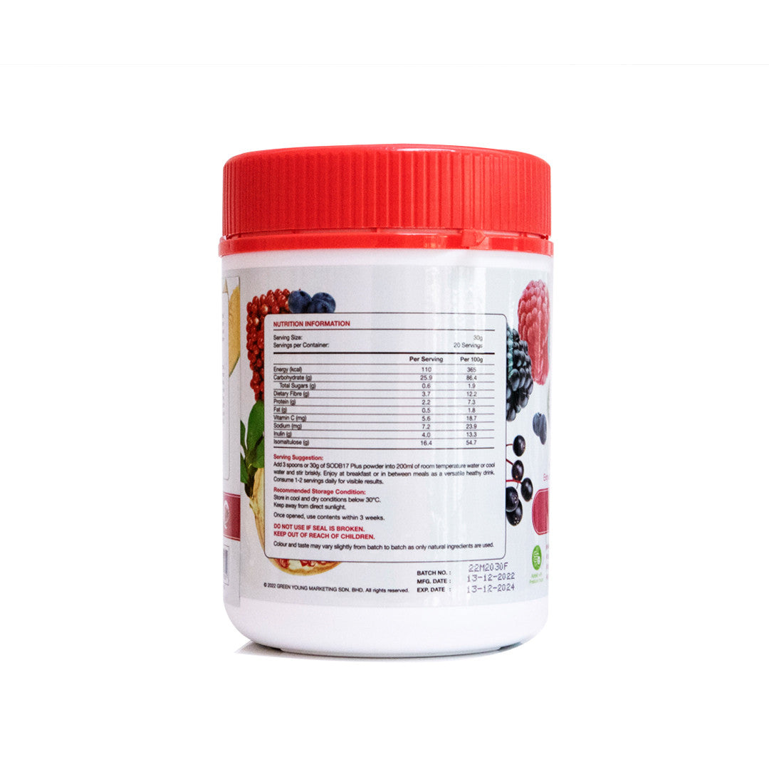 Greeny SODB17 Plus - Minuman Multigrain dengan campuran Buah Berry dan Delima.