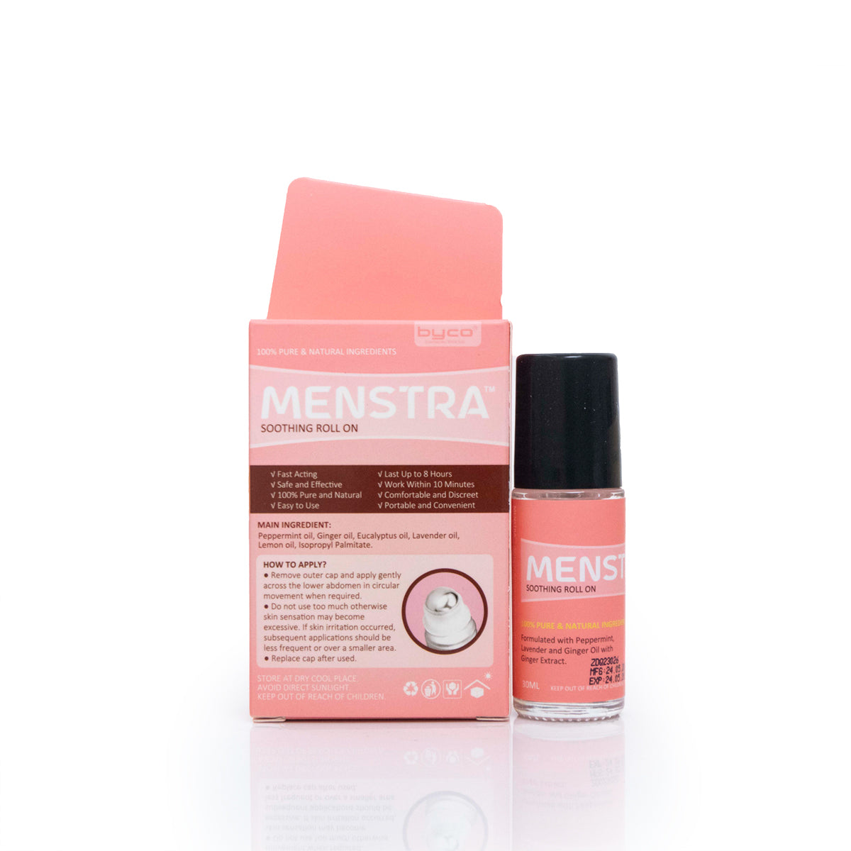 Byco MENSTRA Soothing Roll On For Menstrual Pain Relief