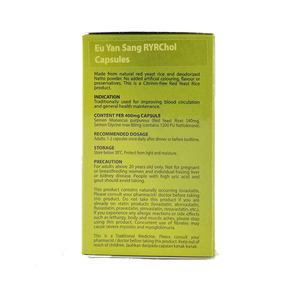 Eu Yan Sang RYRChol Capsules 60 Caps x 400mg