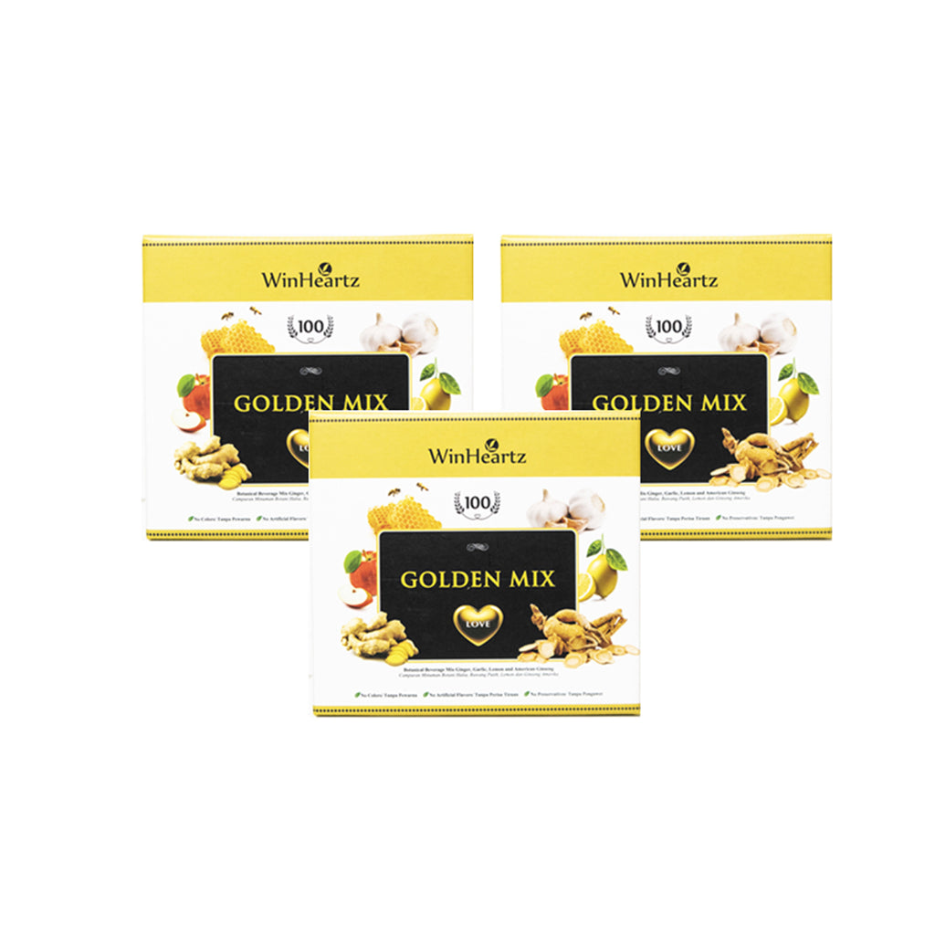 WinHeartz Golden Mix - Botanical Beverage Mix Ginger, Garlic, Lemon and Ginseng