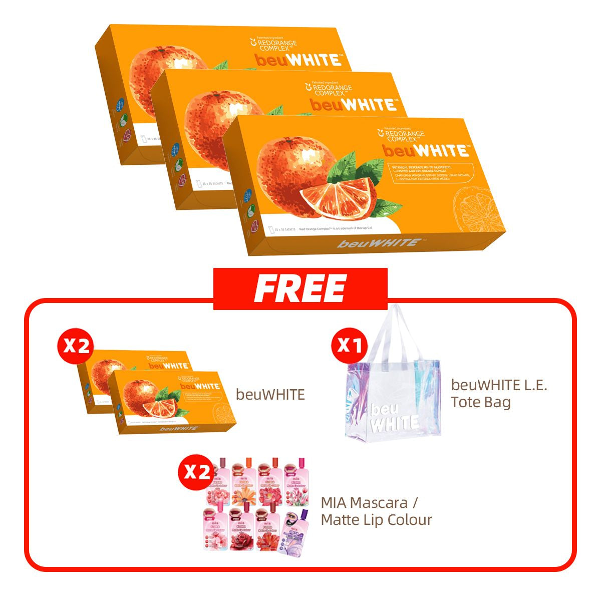 beuWHITE Oral Whitening Sunblock with Red Orange Complex