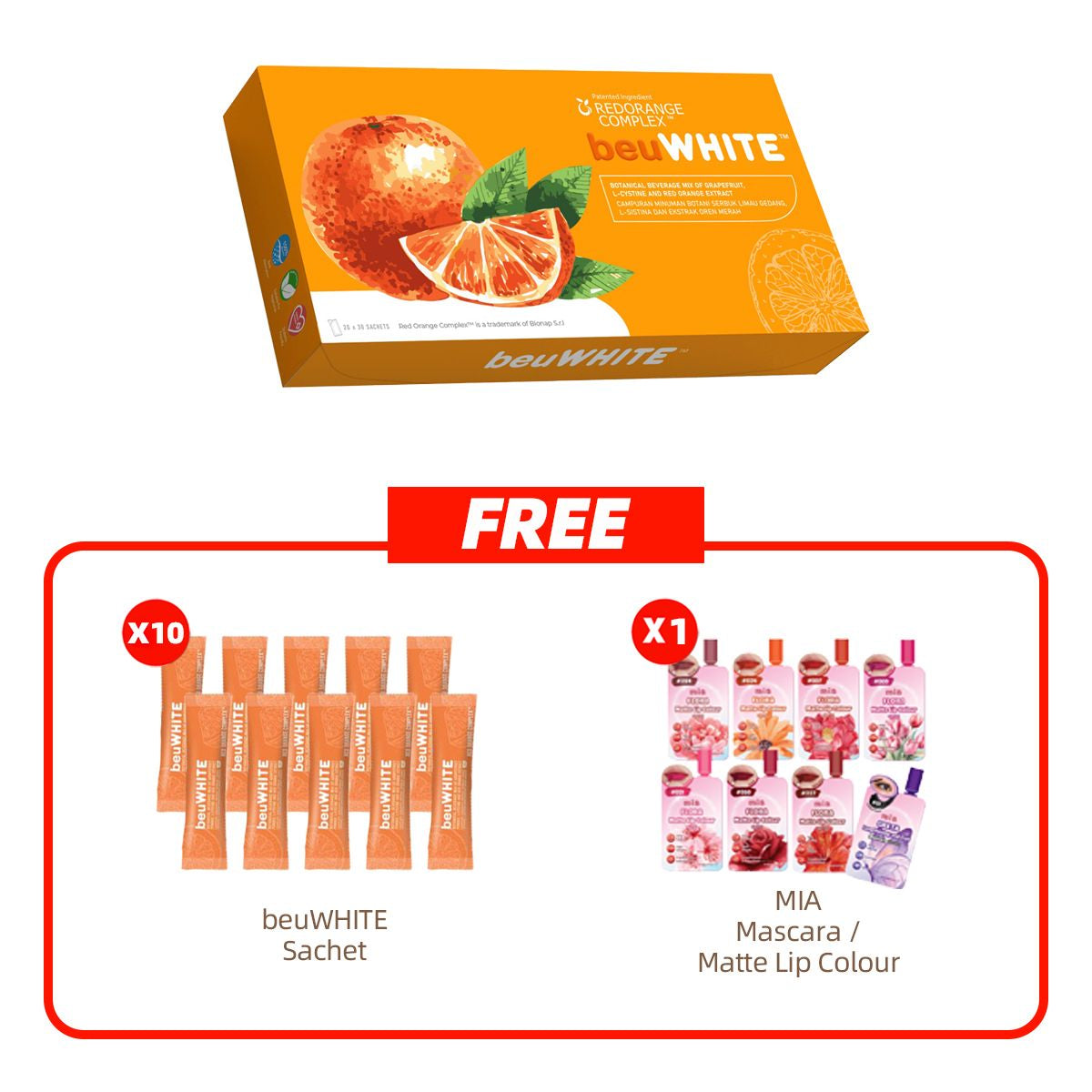beuWHITE Oral Whitening Sunblock with Red Orange Complex