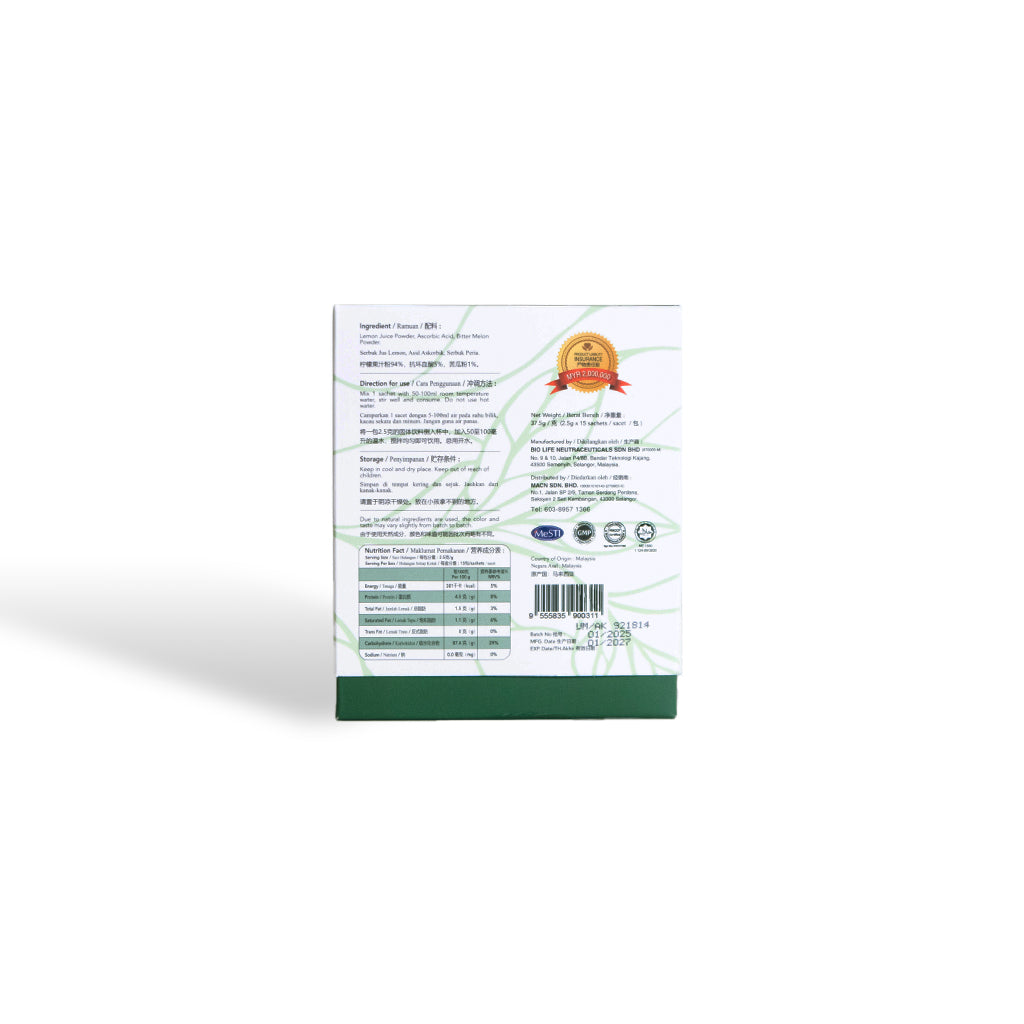 Akero Karela Botanical Beverage mixed with Lemon and Bitter Melon