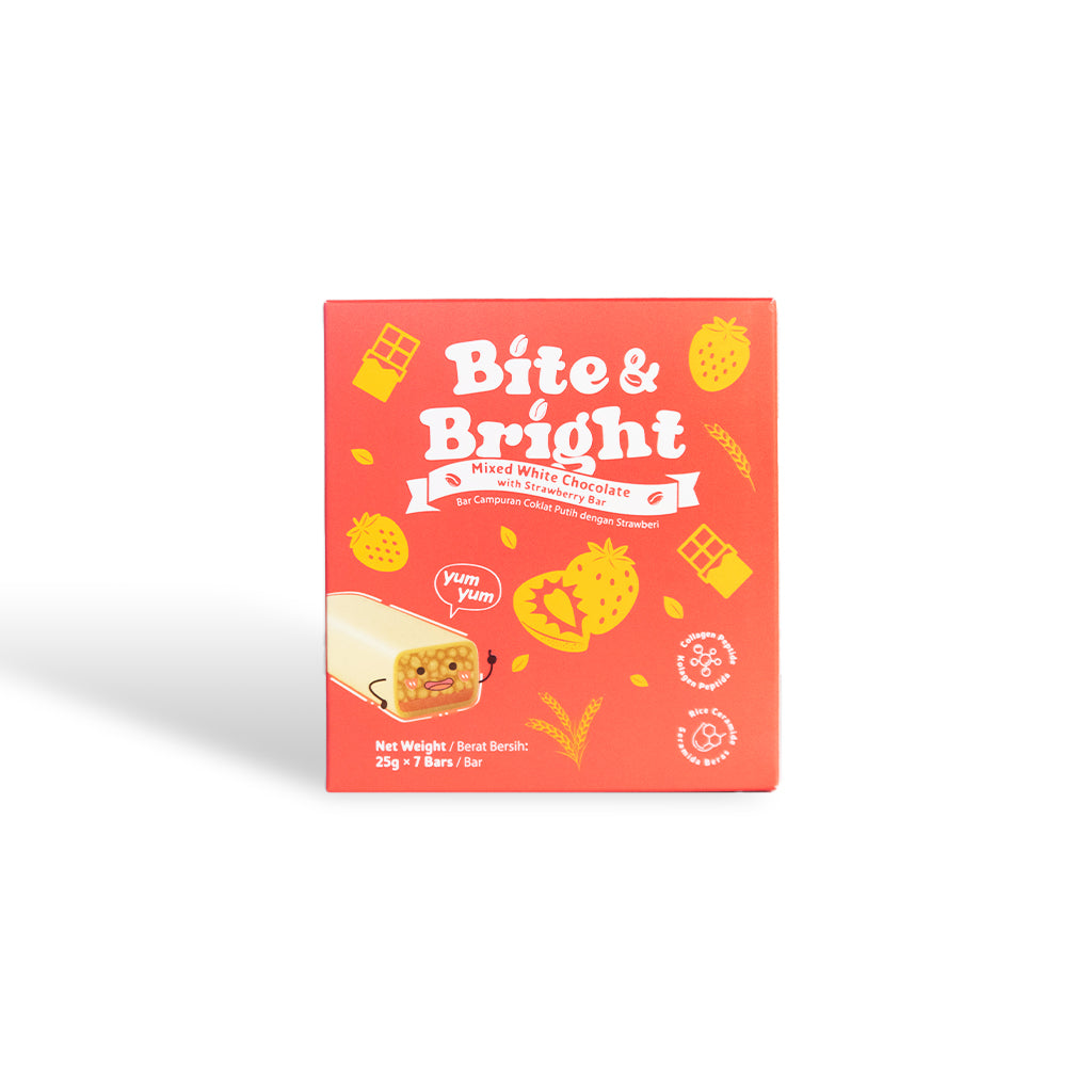 Bite & Bright Bar Kolagen Strawberi dan Coklat Putih