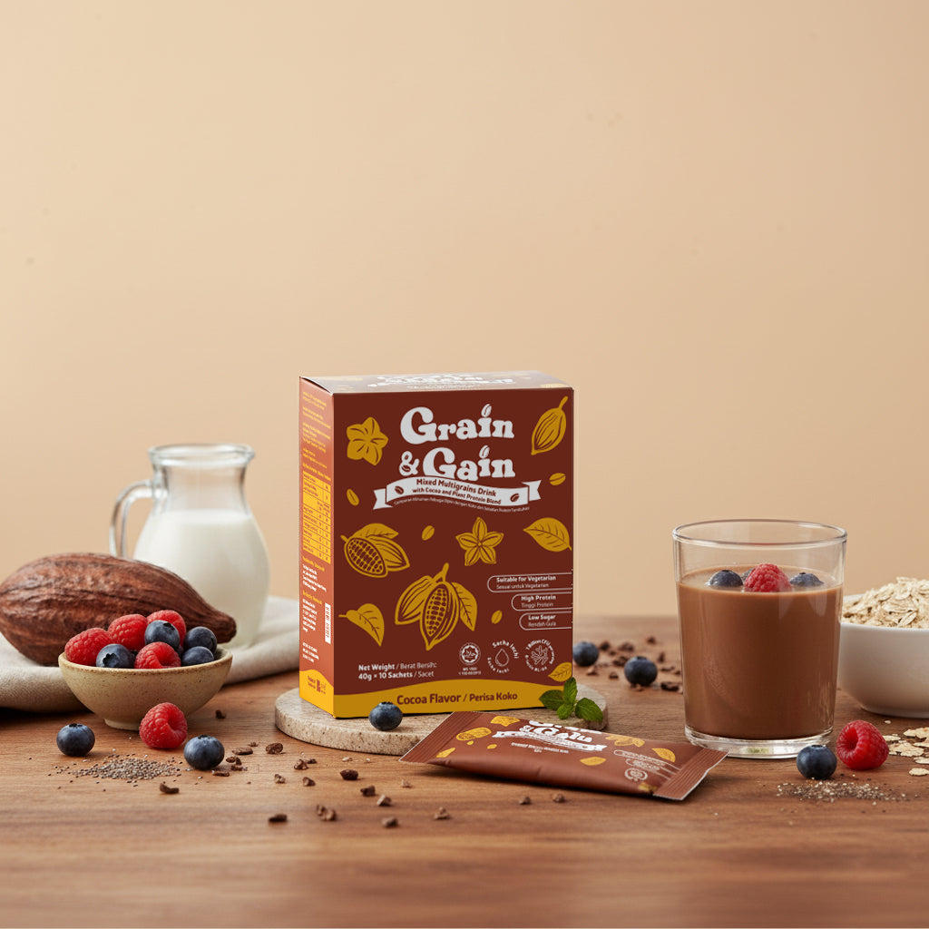 Grain & Gain Mixed Multigrains Drink with Cocoa and Plant Protein Blend