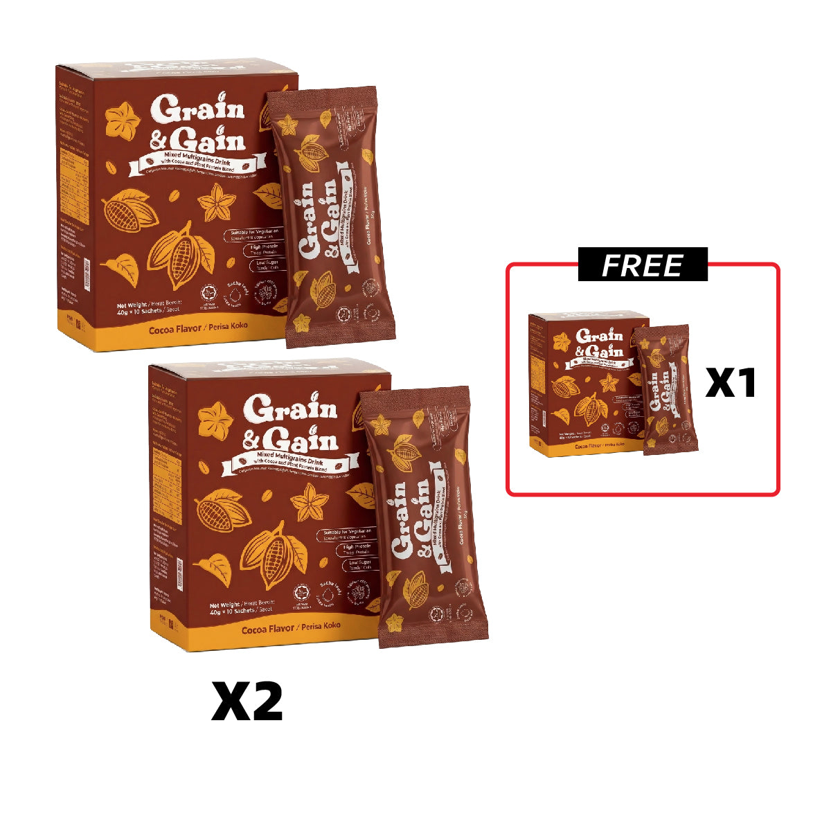 Grain & Gain Mixed Multigrains Drink with Cocoa and Plant Protein Blend