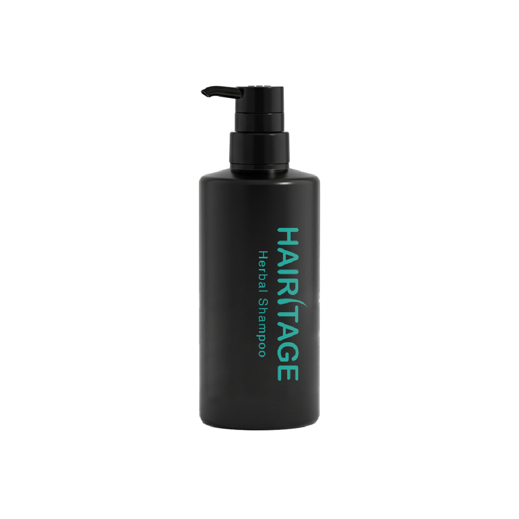 HAIRITAGE Herbal Shampoo 400ml for hair strengthening and scalp vitality with Ginseng and Biotin.