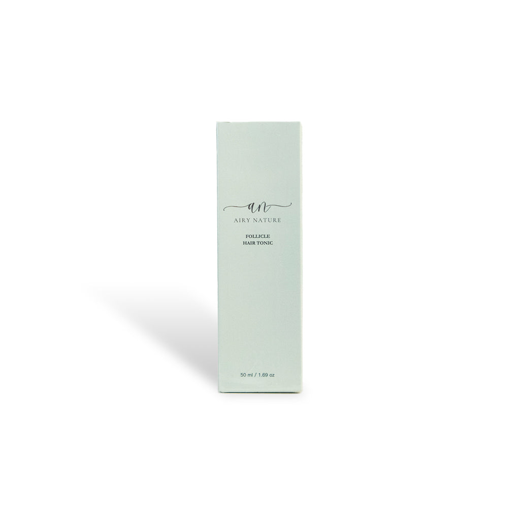 Non-greasy nano-mist spray application of Airy Nature hair tonic for easy daily scalp nourishment and follicle repair.