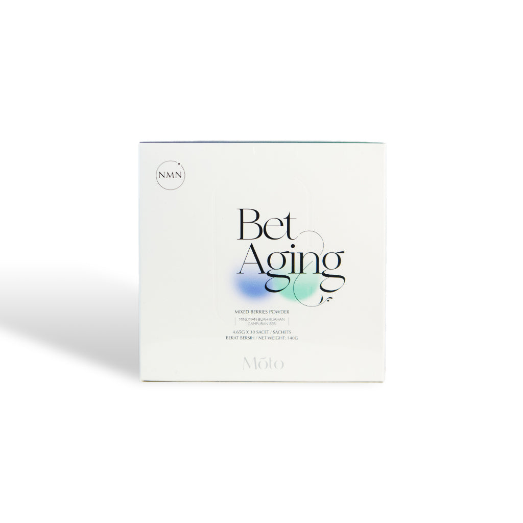 MotoGene BetAging Mixed Berries Powder with 99% high-purity NMN for NAD+ boosting and anti-aging.