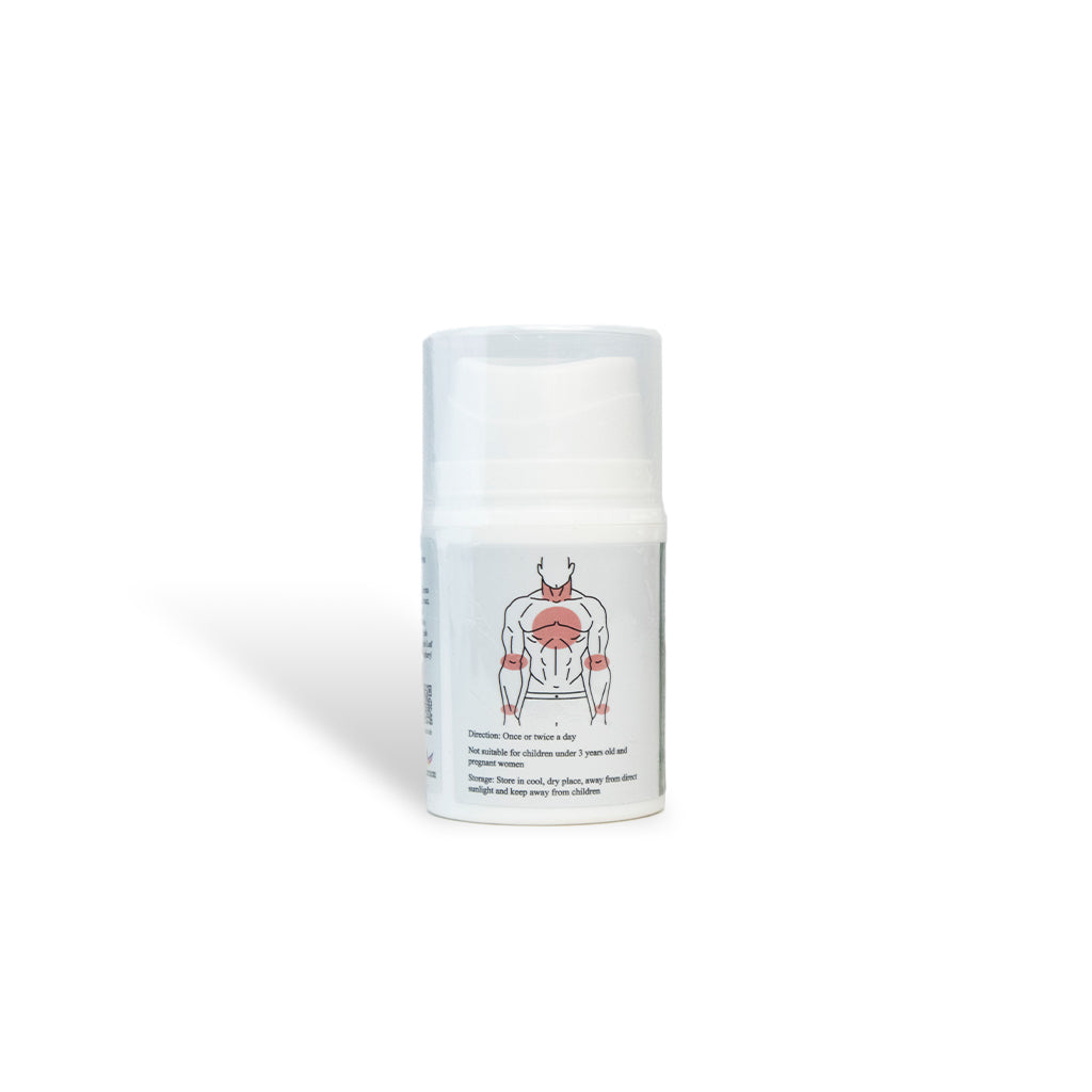 Applying Flexa Cream to the knee and lower back for cooling pain relief and vitalizing meridians.