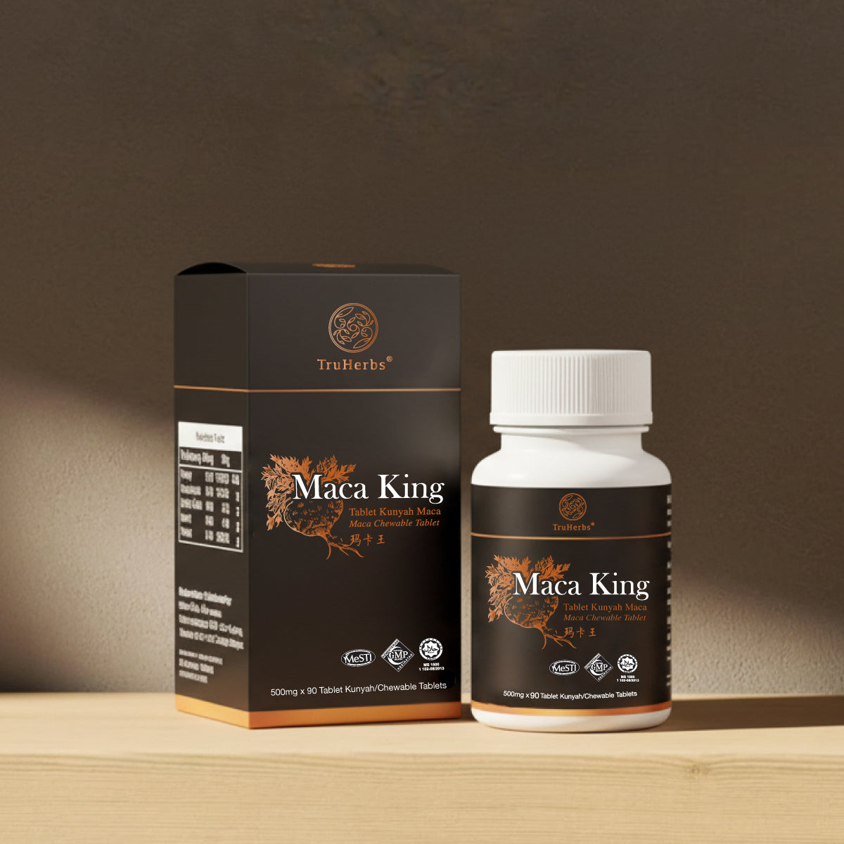 Potent blend of Peruvian Maca and Tongkat Ali extract for enhanced stamina and hormonal balance.